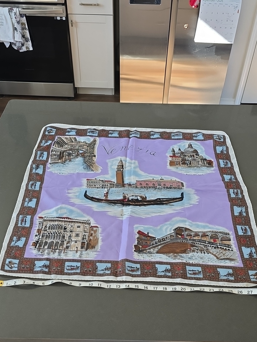 Venezia Silk Scarf with Gondola Motif - Lavender